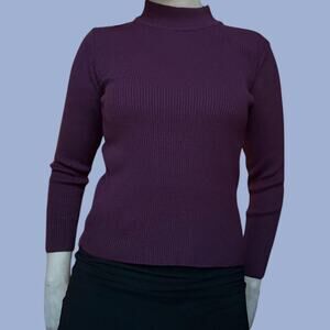 Purple ribbed turtleneck sweater 90s